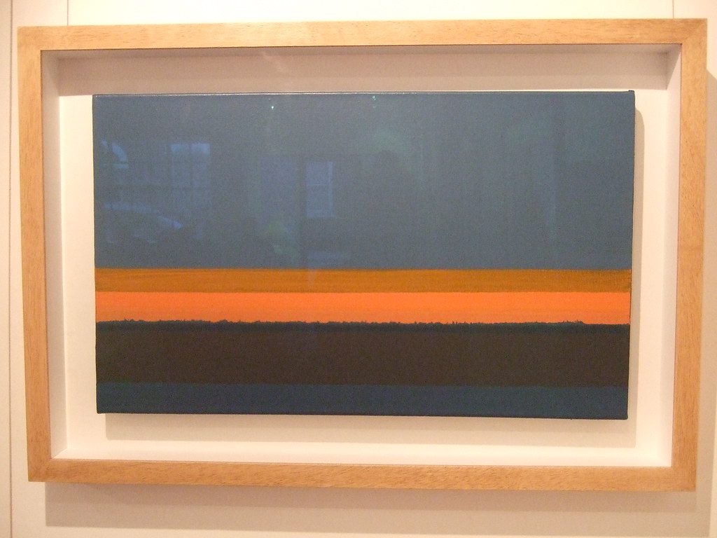 Justin Hawkes, Landscape Tension (Red Glow), acrylic (behind glass), 40 x 68 cm, Williams Art Gallery, Cambridge 2012