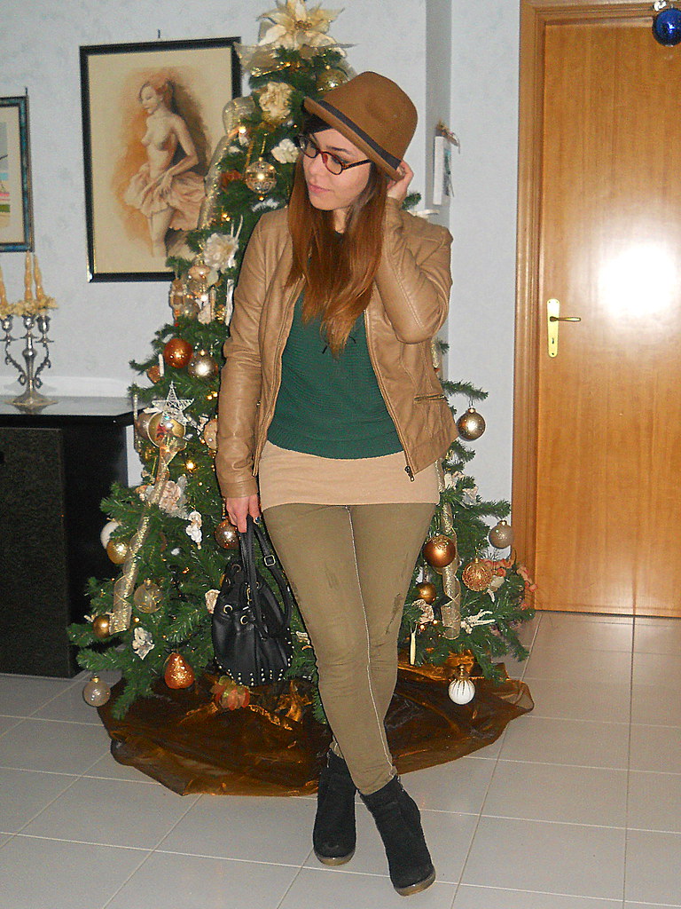 Outfit verde e marrone inverno