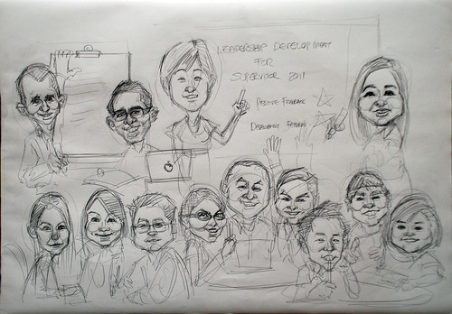 Workshop group caricatures for Genentech (Roche) sketch