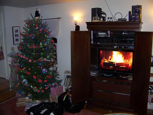 Tree and fireplace