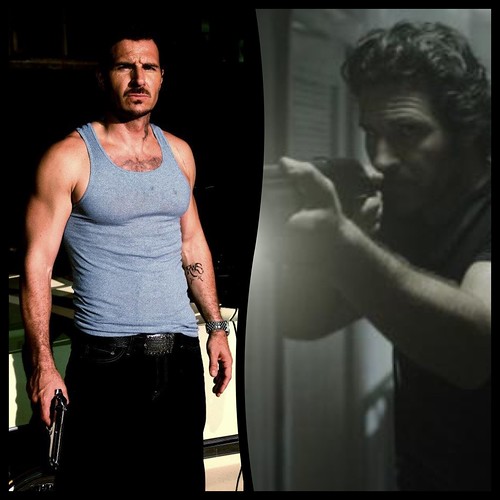 Ed Quinn sporting some weaponry