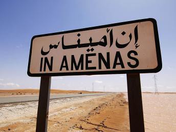 Sign for In Amenas gas field in Algeria where a hostage crisis has lead to the death of dozens of Algerians and foreign nationals. The group holding the personnel are demanding an end to French military operations in neighboring Mali. by Pan-African News Wire File Photos