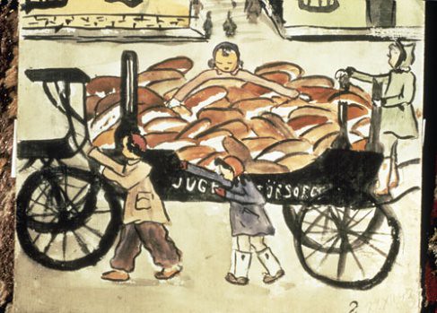 bread-on-hearses – teckning från Theresienstadt