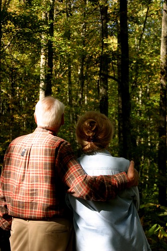 Jim and Joanne Corum enjoy the beautiful view on their land that was once a briar hill, but is now a beautiful healthy forest home to scores of wildlife.
