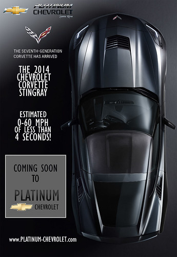 Platinum Chevrolet presents the zero to sixty in less than four seconds 2014 Chevrolet Corvette Stingray!