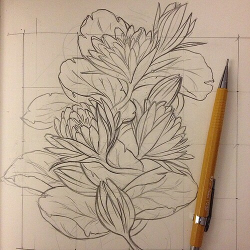 Process shot of my floral pattern for the night. #art #drawing #sketch