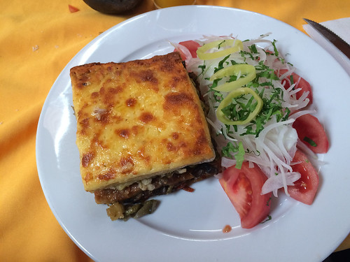 San Pedro de Atacama: lasagne végétarienne (avec, en plus, du quinoa en accompagnement !)