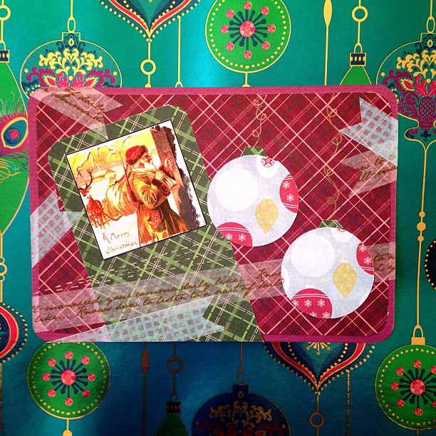 #santaclaus #baubles #washitape #christmas #postcard #snailmail