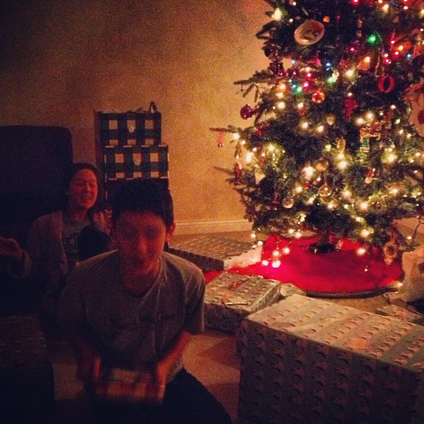 The Kids Are Wound Up, Trying to Guess What's in Each Package #wishtheywouldgotosleep #merrychristmas #tree