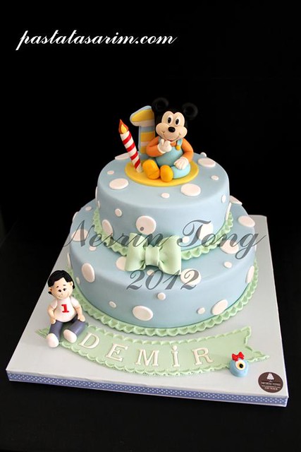 baby mickey mouse cake - demir 1st birthday (Medium)