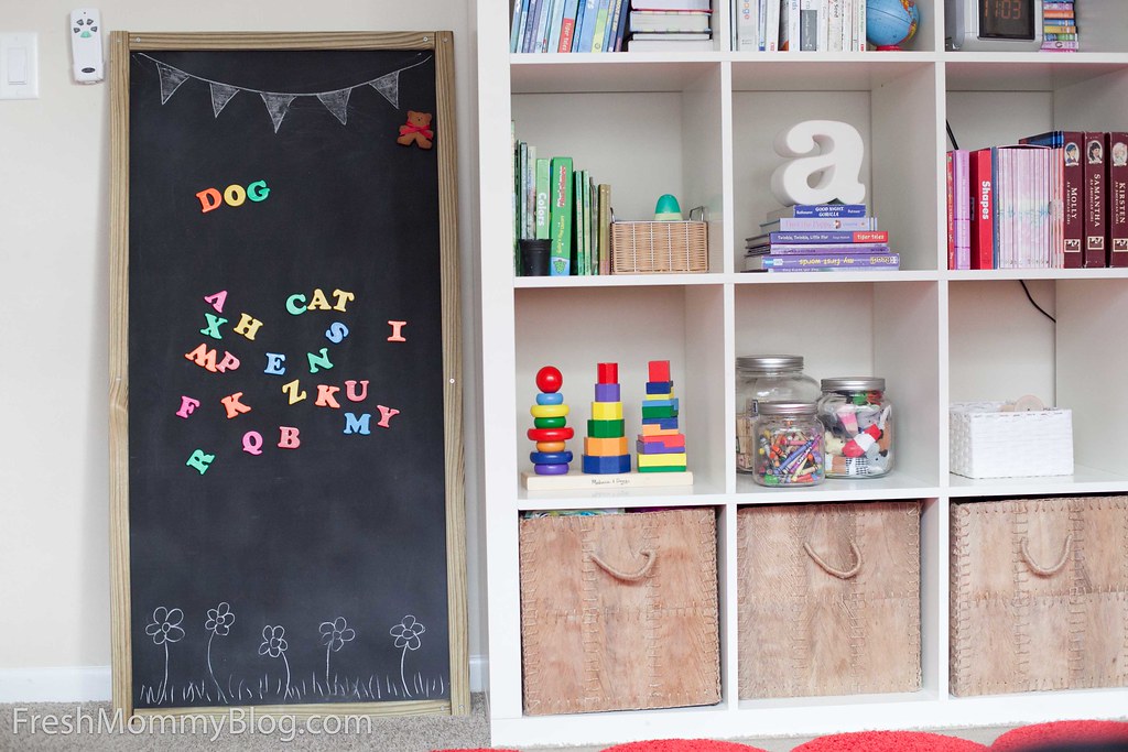DIY Free Standing Magnetic Chalk Board from Lifestyle Blogger Tabitha Blue of Fresh Mommy Blog 