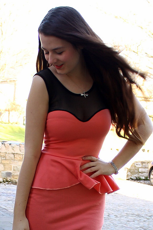 Chiara Fashion pink peplum dress