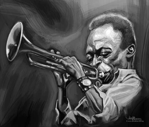 digital caricature of Miles Davis -2