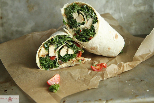 Kale Cesar Salad with Grilled Chicken Wrap