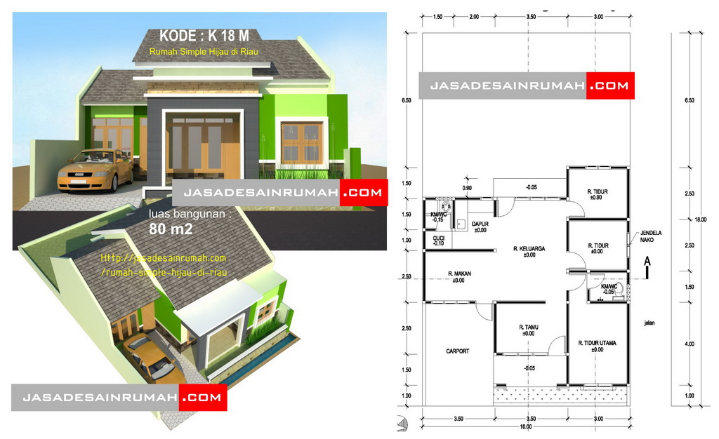 Rumah Simple Hijau di Riau Jasa Desain Rumah