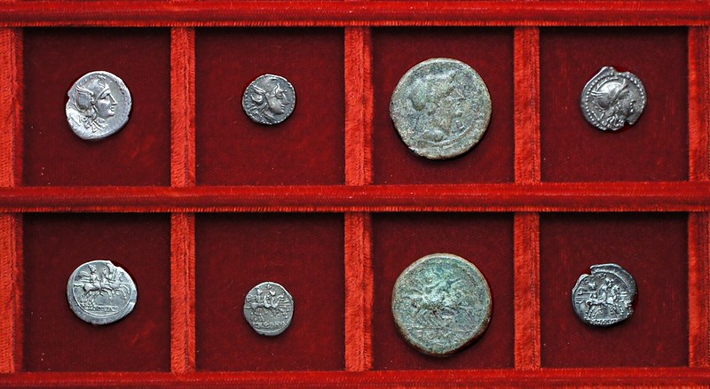 RRC 098(A) LT Luceria silver and sextans, RRC 98(B) LT Luceria anonymous quinarius, Ahala collection, coins of the Roman Republic