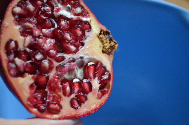 open face of pomegranate
