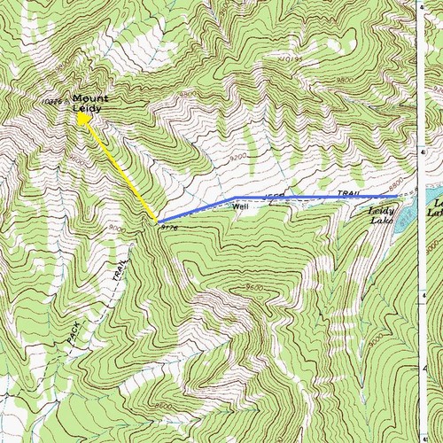 Mount Leidy Map, Bridger-Teton National Forest, Wyoming