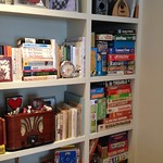 Finally organizing our board games in our custom book/game shelf !! #FishbowlReno