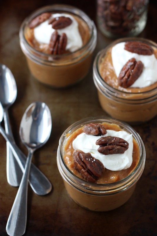 Caramel Pudding with Sweet and Salty Pecans