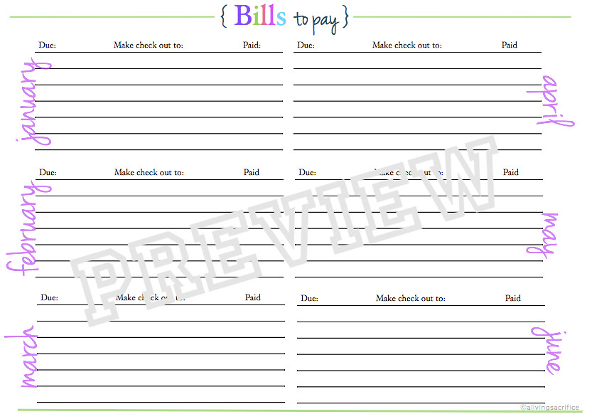 Bills to pay pg. 1 picture
