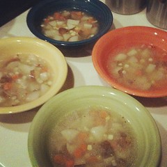 Determined to get 4 full meals out of 1 chicken- meal num. 2- veggie soup #kidsinthekitchen #recipes
