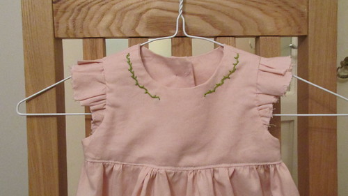Dusky Pink Kona Geranium Dress, Size 12-18 months with extra embroidery