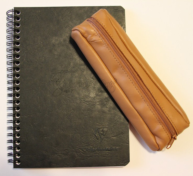 Clairefontaine Basics Wirebound Notebook + Pockets - Medium, Black and Clairefontaine Age Bag
