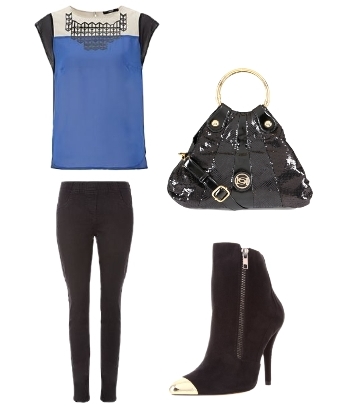 Electric Blue Block Top and Skinny Pants