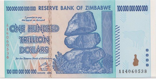 Zimbabwe 100 Trillion note