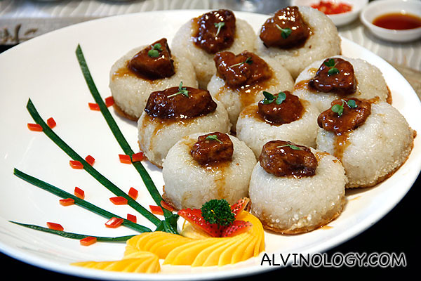 An east-west fusion dish - Auspicious glutinous rice with Foie Gras and preserved meat 