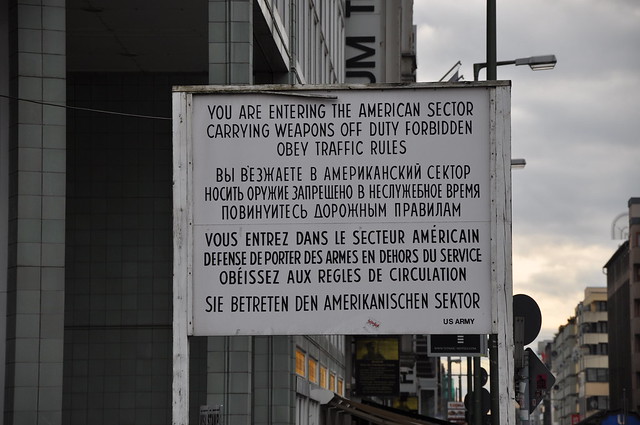 Old sign at Checkpoint Charlie