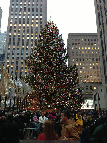 Rockefeller Center Holiday tree, decorated and mobbed