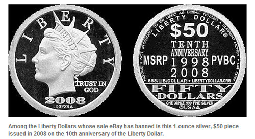 Liberty Dollar $50 coin