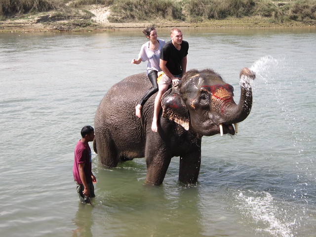 February - elephant riding in Chitwan, Nepal