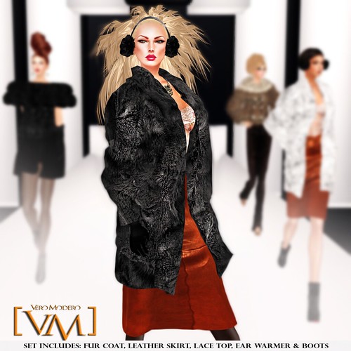 [VM] VERO MODERO _ Beren Fur Coat Set Black