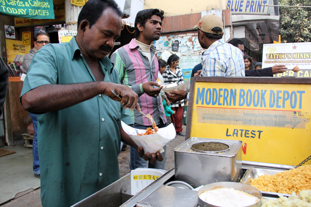 Snack vendor in Kolkata, India