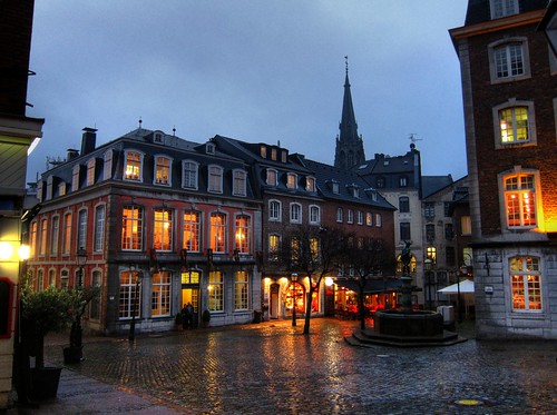 Aachen evening with rain