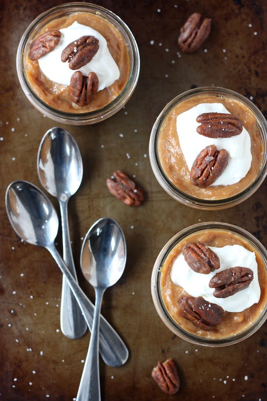 Caramel Pudding with Sweet and Salty Pecans