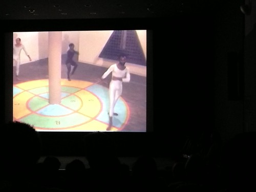 A still from Ulysses Jenkins's video of Houston Conwill's *Cake Walk* (1983)