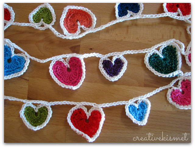 crochet heart garland