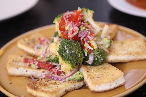 Pan Seared Tofu with Broccoli Salad