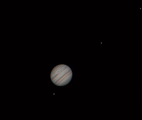 Jupiter & moons (left to right) Ganymede, IO, Europa