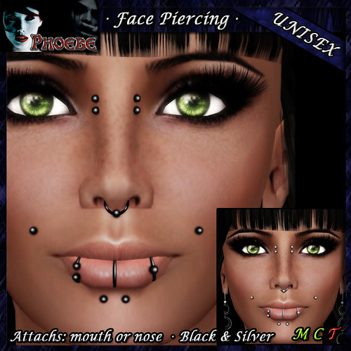 $55l ~ *P* Unisex Face Piercing ~ Serie K2 ~ Black & Silver
