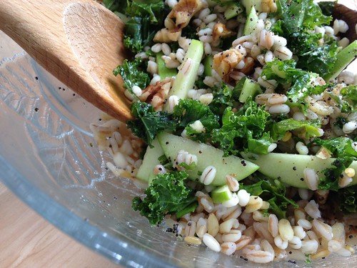 March 21 #dailylunches - Kale and apple salad with walnuts and mixed grains
