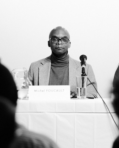 Dr. Darrell Moore as Michel Foucault live in Mary Patten's "PANEL" @ threewalls