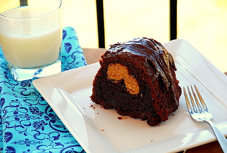 Chocolate Peanut Butter-Stuffed Bundt Cake