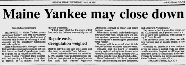 Page 1A Bangor Daily News 28 May 1997