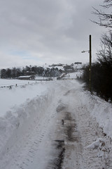 The snow blocked lane