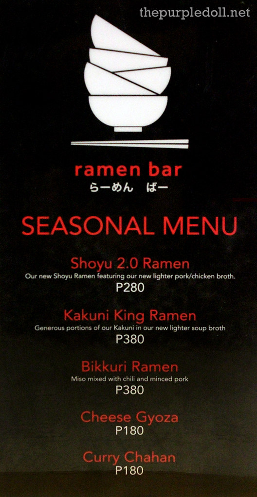 Ramen Bar's Seasonal Menu